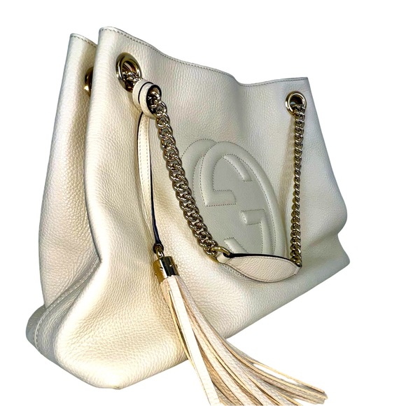 GUCCI MEDIUM SOHO CHAIN SHOULDER BAG IN LIGHT IVORY - Picture 5 of 12